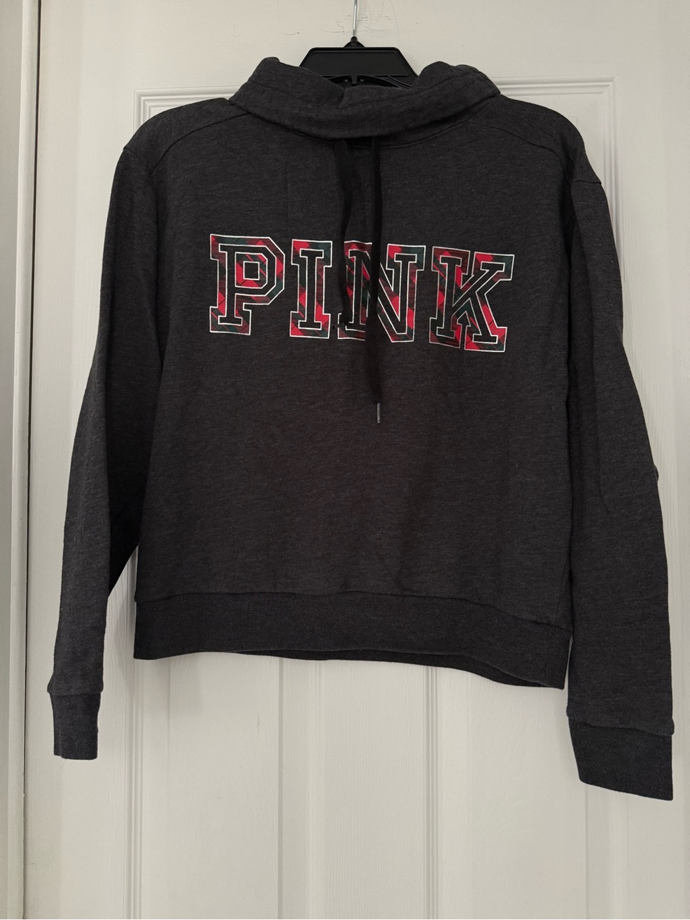 PINK Victoria's Secret Dark Charcoal Hoodie with Pink Logo